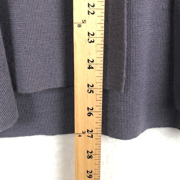 EILEEN FISHER Italian Yarn Open Cardigan Women's Sz L Purple Gray L/S Sweater - Picture 6 of 9